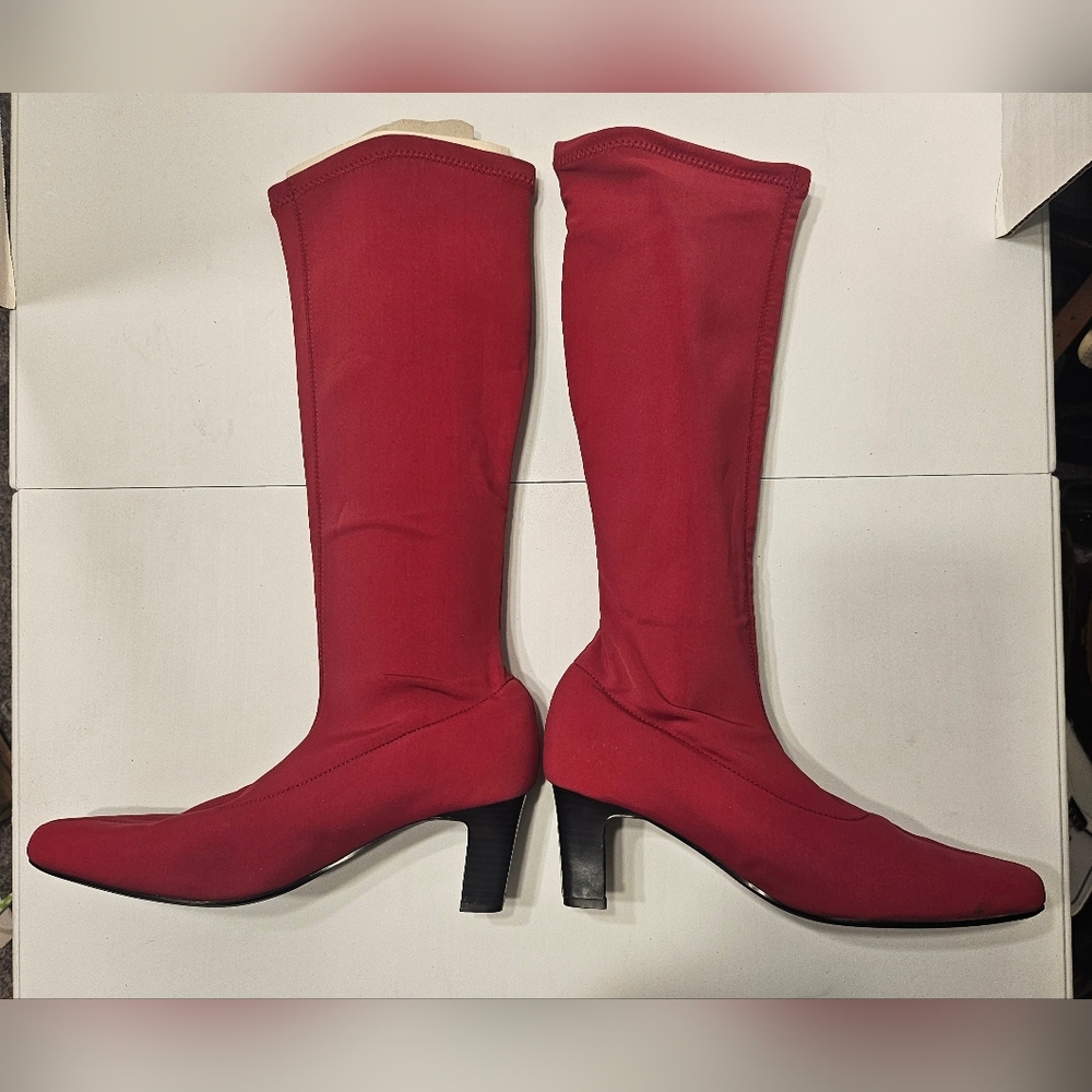 90s Autonomy red slinky sock boots